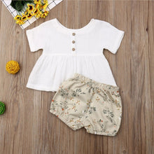 Load image into Gallery viewer, Emmababy Newly Summer Infant Baby Girl Newborn Cotton Linen Outfit Set Fashion Little Girls Button Top+Shorts Dropship