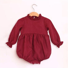 Load image into Gallery viewer, Baby Girl Rompers Solid Color Long Sleeve Baby Clothing Jumpsuits 0-24M 100% Cotton Linen Newborn Baby Girl Clothes