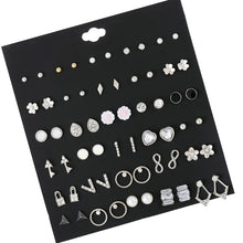 Load image into Gallery viewer, 2020 New Statement Mixed Crystal Rhinestone Pearl Stud Earrings For Women Trendy Resin Flower Heart Shape Wedding Earrings Gift