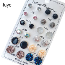 Load image into Gallery viewer, 12 pairs/set Crystal Fashion Earrings Set Women Jewelry Accessories Piercing Ball Stud Earring kit Bijouteria brincos New 2019