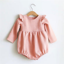 Load image into Gallery viewer, Baby Girl Rompers Solid Color Long Sleeve Baby Clothing Jumpsuits 0-24M 100% Cotton Linen Newborn Baby Girl Clothes