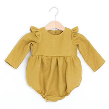 Load image into Gallery viewer, Baby Girl Rompers Solid Color Long Sleeve Baby Clothing Jumpsuits 0-24M 100% Cotton Linen Newborn Baby Girl Clothes