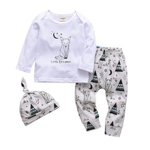 Load image into Gallery viewer, 3 Pcs Newborn Baby Boys Clothes Set Cloud Print Cotton Long Sleeve T-Shirt+Casual Solid Color Pant+Hat Infant Clothing Outfits