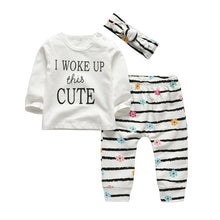 Load image into Gallery viewer, 3Pcs Newborn Baby Girl Clothes Set Cartoon Rabbit Pattern Long Sleeve T-shirt+Casual Pants+Headband Infant Clothing Outfits
