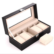 Load image into Gallery viewer, Grids Watch Box PU Leather Watch Case Holder Organizer With Lock for Quartz Watches Jewelry Boxes Display Best Gift