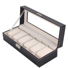 Load image into Gallery viewer, Grids Watch Box PU Leather Watch Case Holder Organizer With Lock for Quartz Watches Jewelry Boxes Display Best Gift