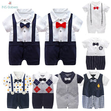 Load image into Gallery viewer, New Born Baby Clothing Summer Gentleman Rompers 0-12M Baby Boys Cotton Jumpsuit Baby Body Clothes Newborn Unisex Thin Costumes