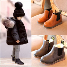 Load image into Gallery viewer, Children Snow Boots 2020 Autumn Winter Cotton Shoes Boys Girls Waterproof Non-slip Ankle Boots Kids Leather Boots Fashion