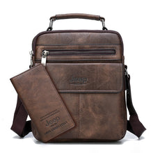 Load image into Gallery viewer, JEEP BULUO Brand Men's Crossbody Shoulder Bags High quality Tote Fashion Business Man Messenger Bag Big Size Split Leather Bags