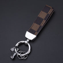 Load image into Gallery viewer, Luxury Genuine Leather Lanyard Keychain Men Women Square Pattern Gunmetal Buckle Car Key Ring Holder Jewelry Gift Chaveiro