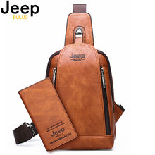 Load image into Gallery viewer, JEEP BULUO Brand Travel Hiking Cross Body Messenger Shoulder bags Men's Large Capacity Chest Sling Bag Solid Men Leather Bag