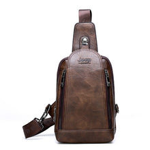 Load image into Gallery viewer, JEEP BULUO Brand Travel Hiking Cross Body Messenger Shoulder bags Men's Large Capacity Chest Sling Bag Solid Men Leather Bag