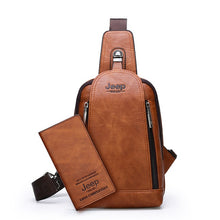 Load image into Gallery viewer, JEEP BULUO Brand Travel Hiking Cross Body Messenger Shoulder bags Men's Large Capacity Chest Sling Bag Solid Men Leather Bag