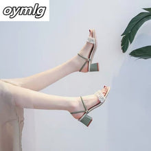 Load image into Gallery viewer, 2020 Med Peep Black pearl Heels Open Toe Beige Heeled Sandals Female Shoe Slip-on Loafers Summer Women's Shoes Lady