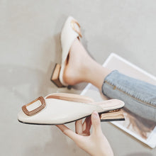 Load image into Gallery viewer, Designer Women Pumps Slippers Slip on Mules Low Heel Casual Shoes British Wooden Block Heels Summer Pumps Footwear