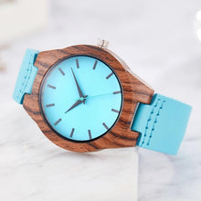 Load image into Gallery viewer, Creative Wood Watch Men Women Couple Quartz Imitate Bamboo Wooden Watch Minimalist Watches Brown Genuine Leather Wrist Clock