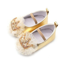 Load image into Gallery viewer, Baby Shoes Newborn PU Bow Cute Crown Non-slip Soft Bottom Baby Girl Shoes First Walker Fashion Princess Shoes