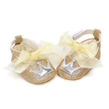 Load image into Gallery viewer, Baby Shoes Newborn PU Bow Cute Crown Non-slip Soft Bottom Baby Girl Shoes First Walker Fashion Princess Shoes