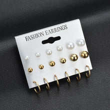 Load image into Gallery viewer, Gold Stud Earring Set 29 Styles Rhinestone imitation Pearl Earrings For Women