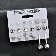 Load image into Gallery viewer, Gold Stud Earring Set 29 Styles Rhinestone imitation Pearl Earrings For Women