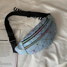 Load image into Gallery viewer, Brivilas holographic waist bags women banana pink fanny pack female belt bag black geometric waist packs laser chest phone pouch