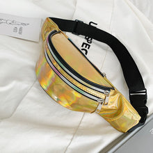 Load image into Gallery viewer, Brivilas holographic waist bags women banana pink fanny pack female belt bag black geometric waist packs laser chest phone pouch