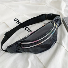 Load image into Gallery viewer, Brivilas holographic waist bags women banana pink fanny pack female belt bag black geometric waist packs laser chest phone pouch