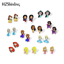 Load image into Gallery viewer, 2019 New Princess Acrylic Earring Funny Shrink Dinks Earring Epoxy Cute Girl Stud Earrings