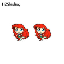 Load image into Gallery viewer, 2019 New Princess Acrylic Earring Funny Shrink Dinks Earring Epoxy Cute Girl Stud Earrings