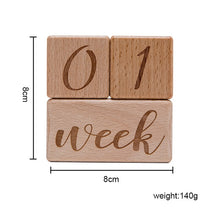 Load image into Gallery viewer, 3pcs/set Handmade Baby Milestone Cards Square Engraved Wood Infants Bathing Gift Newborn Photography Calendar Photo Accessories