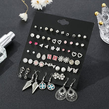 Load image into Gallery viewer, 2020 New Statement Mixed Crystal Rhinestone Pearl Stud Earrings For Women Trendy Resin Flower Heart Shape Wedding Earrings Gift