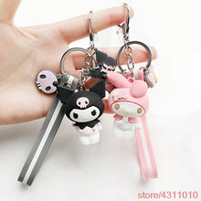 Load image into Gallery viewer, Cute Kuromi keychain Melody Kitty Cinnamoroll Key chain for Women girls Kawaii Cartoon Frog Pudding Dog Penguin key Bag Pendant