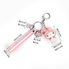 Load image into Gallery viewer, Cute Kuromi keychain Melody Kitty Cinnamoroll Key chain for Women girls Kawaii Cartoon Frog Pudding Dog Penguin key Bag Pendant