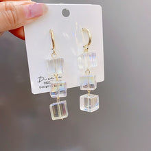 Load image into Gallery viewer, HUANZHI 2020 New Transparent Acrylic Round Circle Small Big Earrings Geometric Long Chain Stud Earrings For Women Girls Jewelry