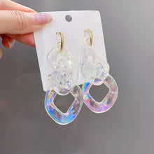 Load image into Gallery viewer, HUANZHI 2020 New Transparent Acrylic Round Circle Small Big Earrings Geometric Long Chain Stud Earrings For Women Girls Jewelry