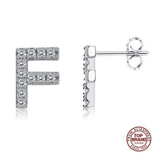 Load image into Gallery viewer, INALIS 5A Cubic Zirconia Alphabet Earrings For Women Platinum Color Stud Earrings 26 Geometric English Letters Fashion Jewelry