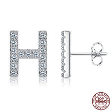 Load image into Gallery viewer, INALIS 5A Cubic Zirconia Alphabet Earrings For Women Platinum Color Stud Earrings 26 Geometric English Letters Fashion Jewelry