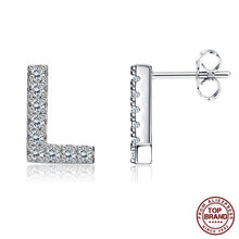 Load image into Gallery viewer, INALIS 5A Cubic Zirconia Alphabet Earrings For Women Platinum Color Stud Earrings 26 Geometric English Letters Fashion Jewelry
