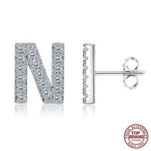Load image into Gallery viewer, INALIS 5A Cubic Zirconia Alphabet Earrings For Women Platinum Color Stud Earrings 26 Geometric English Letters Fashion Jewelry