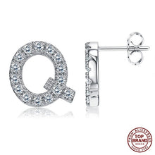 Load image into Gallery viewer, INALIS 5A Cubic Zirconia Alphabet Earrings For Women Platinum Color Stud Earrings 26 Geometric English Letters Fashion Jewelry