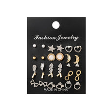 Load image into Gallery viewer, 2020 New Statement Mixed Crystal Rhinestone Pearl Stud Earrings For Women Trendy Resin Flower Heart Shape Wedding Earrings Gift