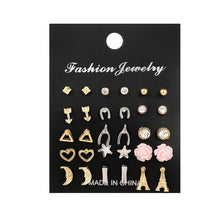 Load image into Gallery viewer, 2020 New Statement Mixed Crystal Rhinestone Pearl Stud Earrings For Women Trendy Resin Flower Heart Shape Wedding Earrings Gift