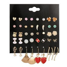 Load image into Gallery viewer, 2020 New Statement Mixed Crystal Rhinestone Pearl Stud Earrings For Women Trendy Resin Flower Heart Shape Wedding Earrings Gift