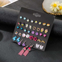 Load image into Gallery viewer, 2020 New Statement Mixed Crystal Rhinestone Pearl Stud Earrings For Women Trendy Resin Flower Heart Shape Wedding Earrings Gift