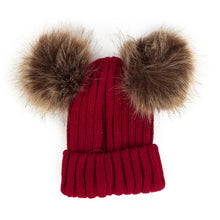 Load image into Gallery viewer, Children Winter Infant Newborn Kids Baby Wool Knitted Hat Cap Beanie With Two Double Pom Pom Beanie For Cute Boys Girl 1-3Years