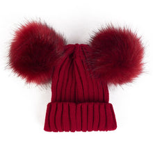 Load image into Gallery viewer, Children Winter Infant Newborn Kids Baby Wool Knitted Hat Cap Beanie With Two Double Pom Pom Beanie For Cute Boys Girl 1-3Years