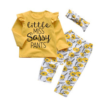 Load image into Gallery viewer, 3Pcs Newborn Baby Girl Clothes Set Cartoon Rabbit Pattern Long Sleeve T-shirt+Casual Pants+Headband Infant Clothing Outfits