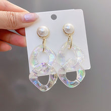 Load image into Gallery viewer, HUANZHI 2020 New Transparent Acrylic Round Circle Small Big Earrings Geometric Long Chain Stud Earrings For Women Girls Jewelry