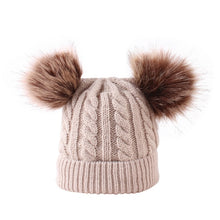 Load image into Gallery viewer, Children Winter Infant Newborn Kids Baby Wool Knitted Hat Cap Beanie With Two Double Pom Pom Beanie For Cute Boys Girl 1-3Years