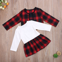 Load image into Gallery viewer, 2Pcs Autumn Winter Party Kids Clothes For Baby Girl Fashion Pageant Plaid Coat Tutu Dress Outfits Suit Toddler Girl Clothing Set